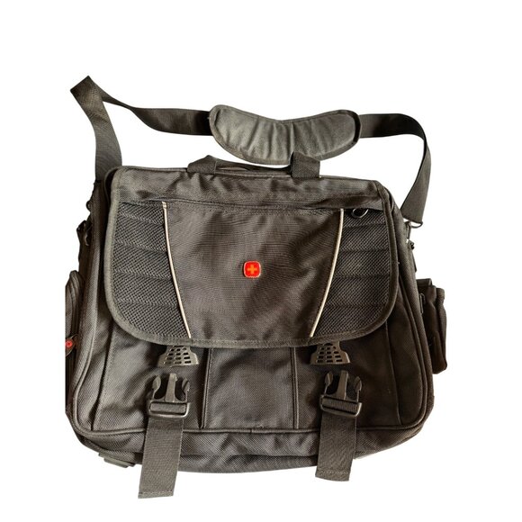 Swissgear Black Nylon Messenger Bag With Adjustable Strap - Picture 2 of 14